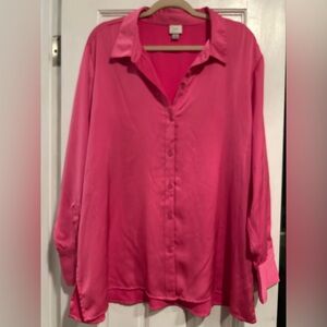 A new day fuchsia button-down blouse